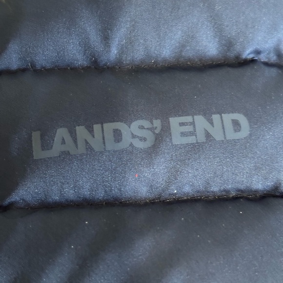 Lands' End Women's Down Puffer Vest Navy Blue S (6-8) High Neck Zip Front - Picture 6 of 11